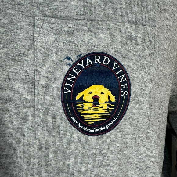 Vineyard Vines Long Sleeve T-Shirt Gray Dog Logo 100% Cotton Mens Size L - Picture 3 of 8